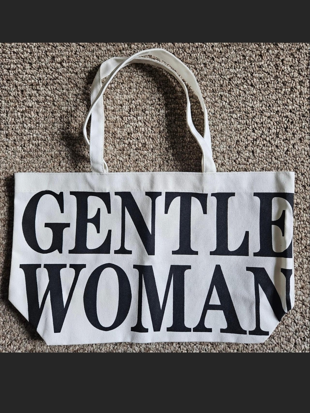 Gentle Woman White Canvas Tote Bag / Beach bag